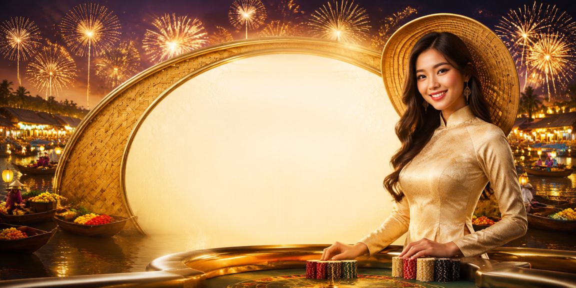 Không khí xổ số và trò chơi may mắn tại Cần Thơ với nón lá truyền thống Việt Nam
